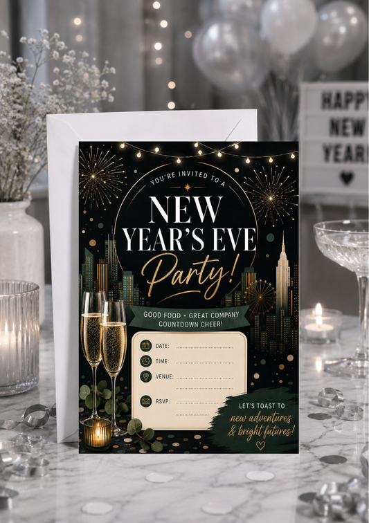 New Years Eve Party Invitation - Skyline (NYE0002) *DIGITAL DOWNLOAD*