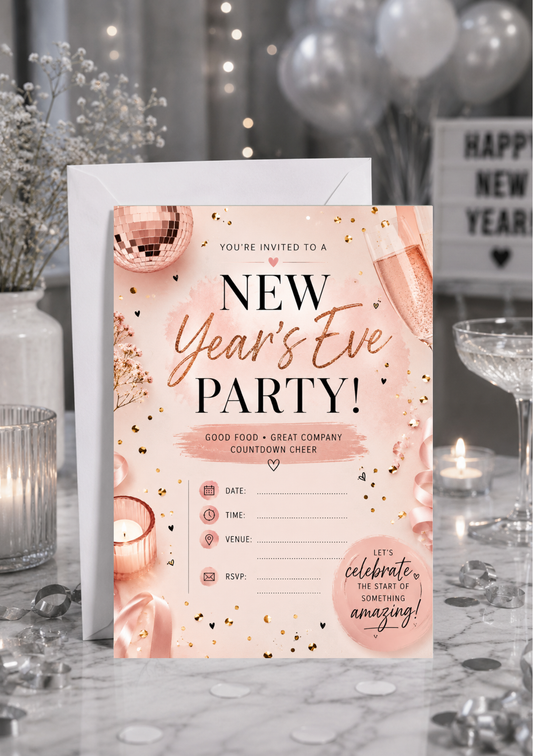 New Years Eve Party Invitation - Disco Ball (NYE0003) *DIGITAL DOWNLOAD*