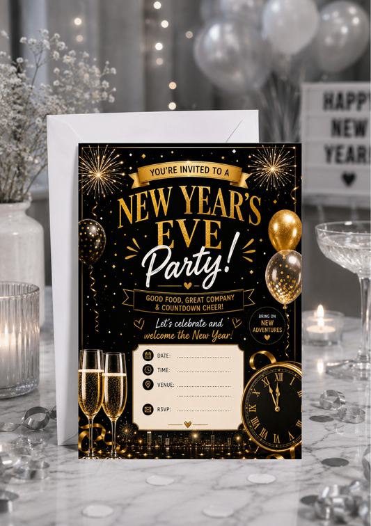 New Years Eve Party Invitation - Fireworks (NYE0004) *DIGITAL DOWNLOAD*
