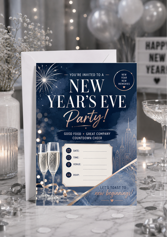 New Years Eve Party Invitation - Classy (NYE0006) *DIGITAL DOWNLOAD*