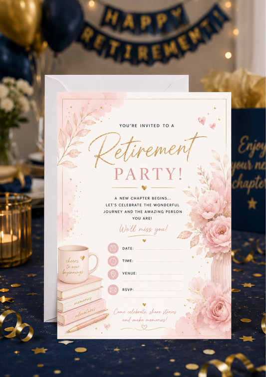 Retirement Party Invitation - Blossom (RP0003) *DIGITAL DOWNLOAD*