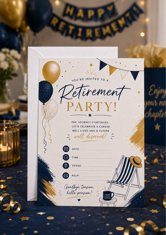 Retirement Party Invitation - Suave (RP0005) *DIGITAL DOWNLOAD*