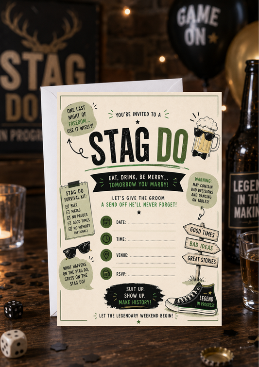 Stag Do Invitation - Suit Up, Show Up (SD0002) *DIGITAL DOWNLOAD*