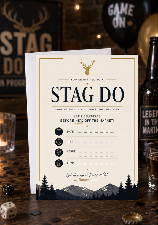 Stag Do Invitation - Classy (SD0005) *DIGITAL DOWNLOAD*