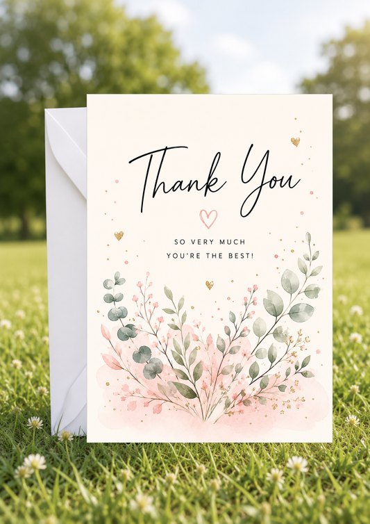 Thank You Card - Pink Floral (TY0001)