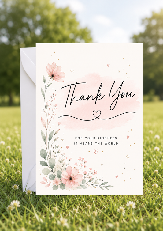 Thank You Card - Pink Flowers (TY0003)