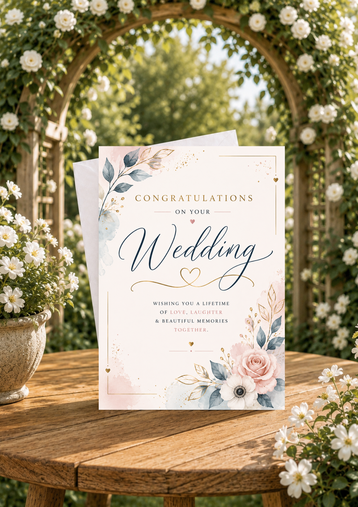 Wedding Congratulations Card - Pink Floral (WC0002)