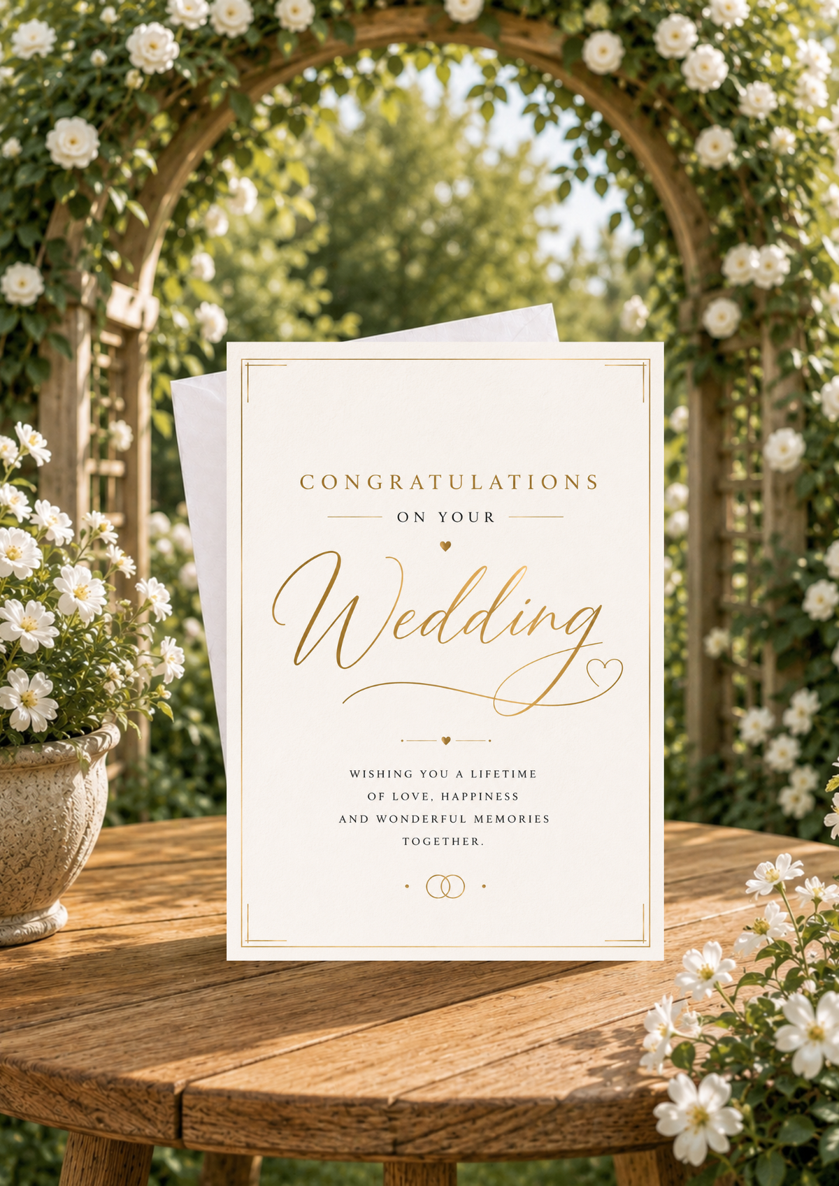 Wedding Congratulations Card - Gold Rings (WC0003)