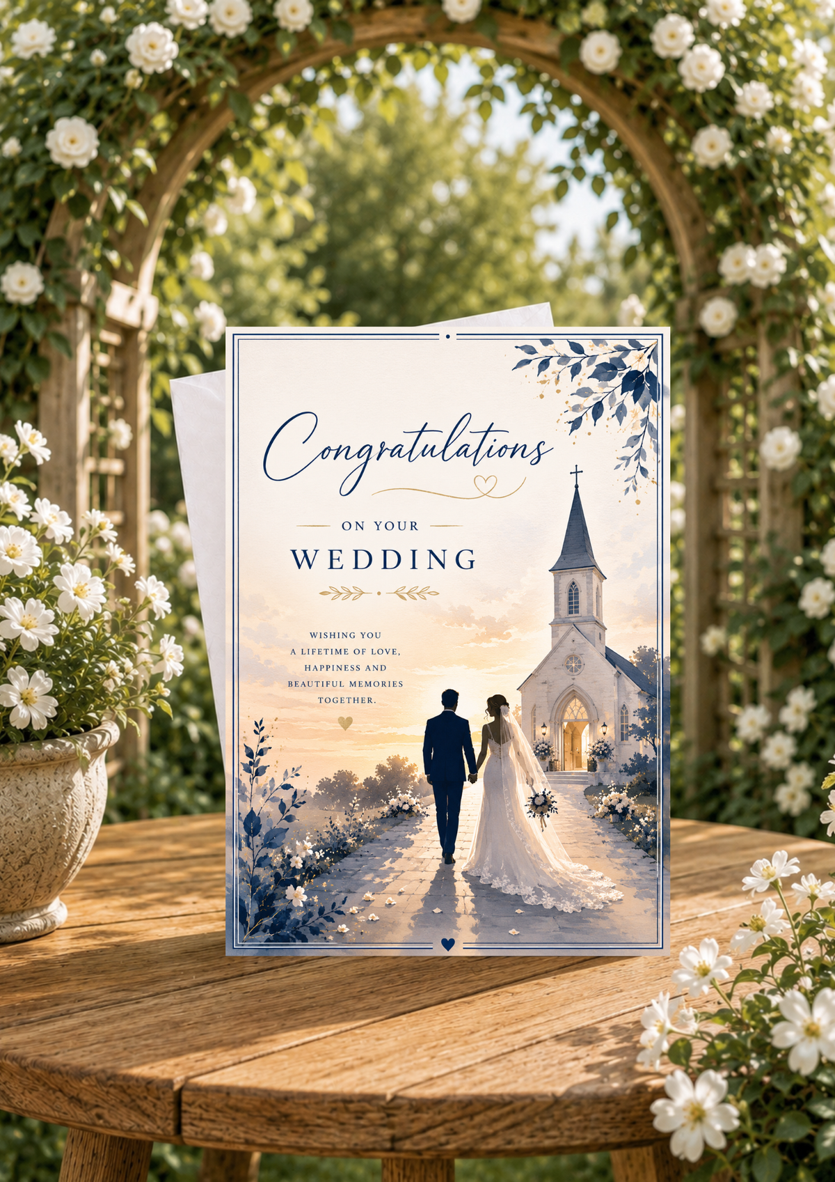 Wedding Congratulations Card - Sunset Church (WC0005)