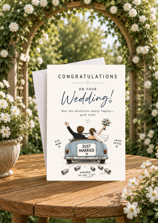 Wedding Congratulations Card - Just Married (WC0006)