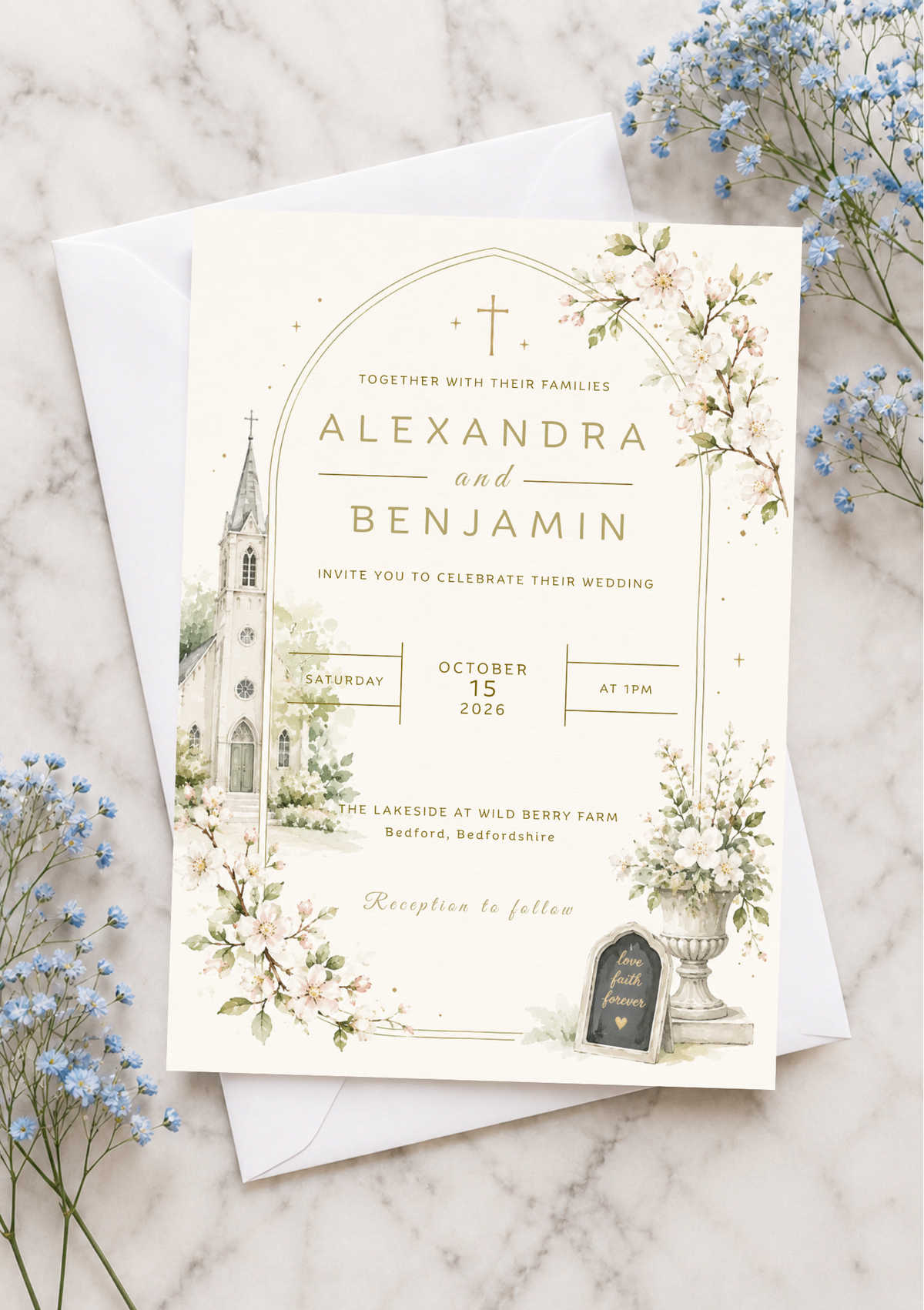 Wedding Invitation - Idyllic Church (WI0006) *DIGITAL DOWNLOAD*