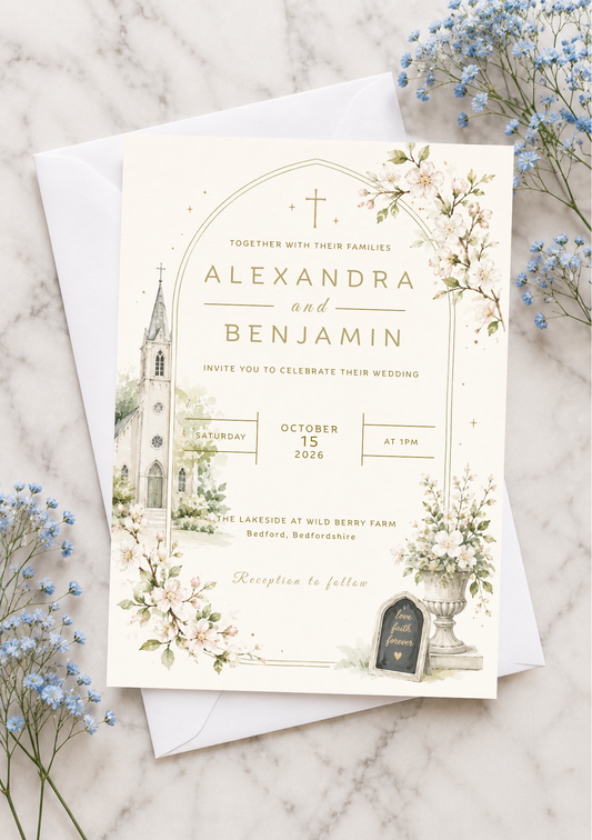 Wedding Invitation - Idyllic Church (WI0006) *DIGITAL DOWNLOAD*