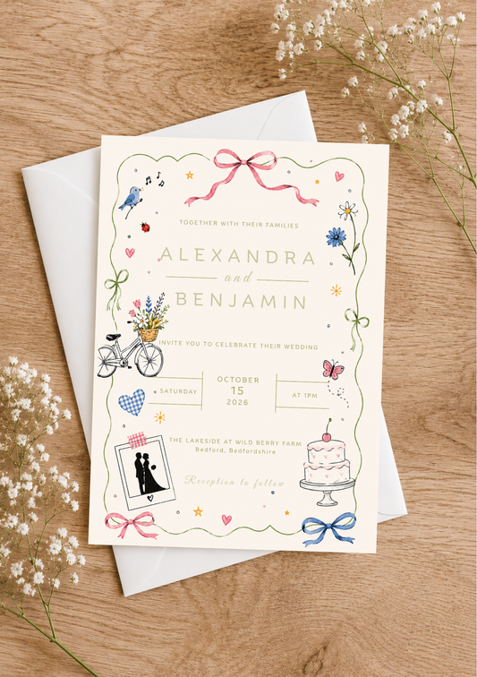 Wedding Invitation - Spring Cutie (WI0007) *DIGITAL DOWNLOAD*