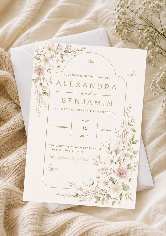 Wedding Invitation - Spring Flowers (WI0008) *DIGITAL DOWNLOAD*