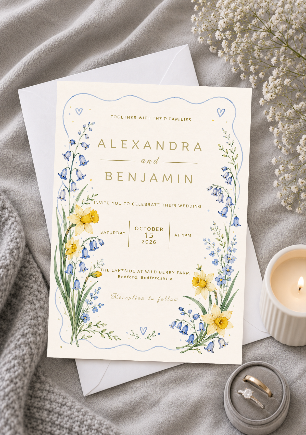 Wedding Invitation - Wild Flowers (WI0009) *DIGITAL DOWNLOAD*