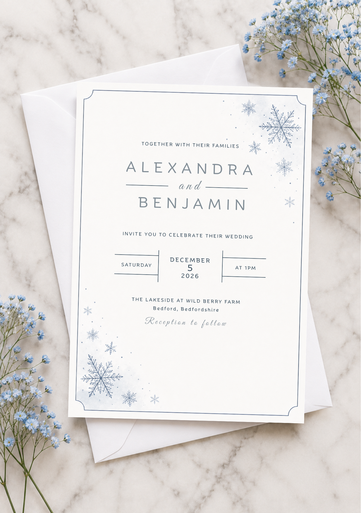 Wedding Invitation - Snowflakes (WI0012)