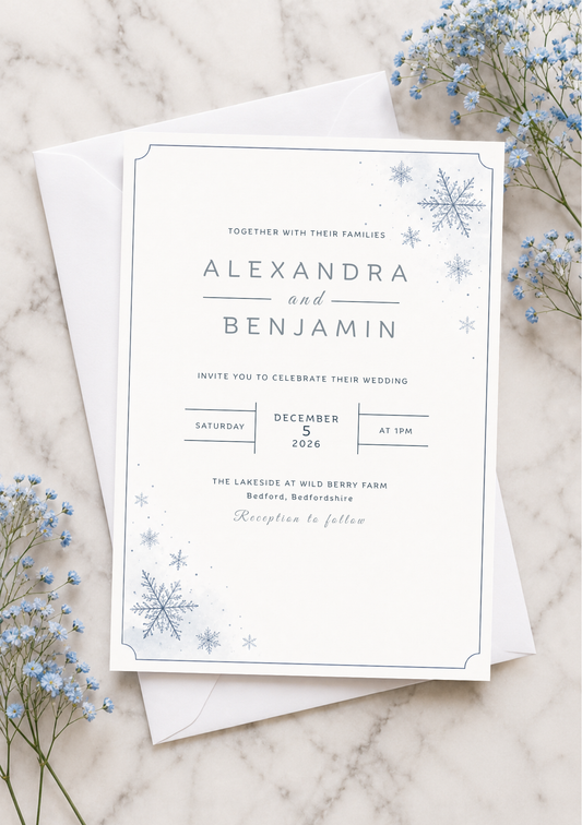 Wedding Invitation - Snowflakes (WI0012) *DIGITAL DOWNLOAD*