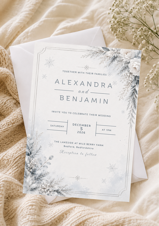 Wedding Invitation - Snowy Scene (WI0013) *DIGITAL DOWNLOAD*