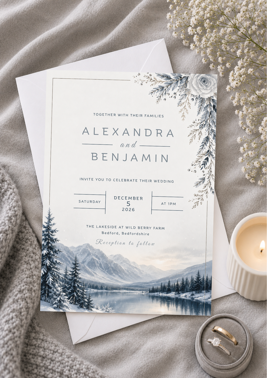 Wedding Invitation - Winter Breeze (WI0014) *DIGITAL DOWNLOAD*