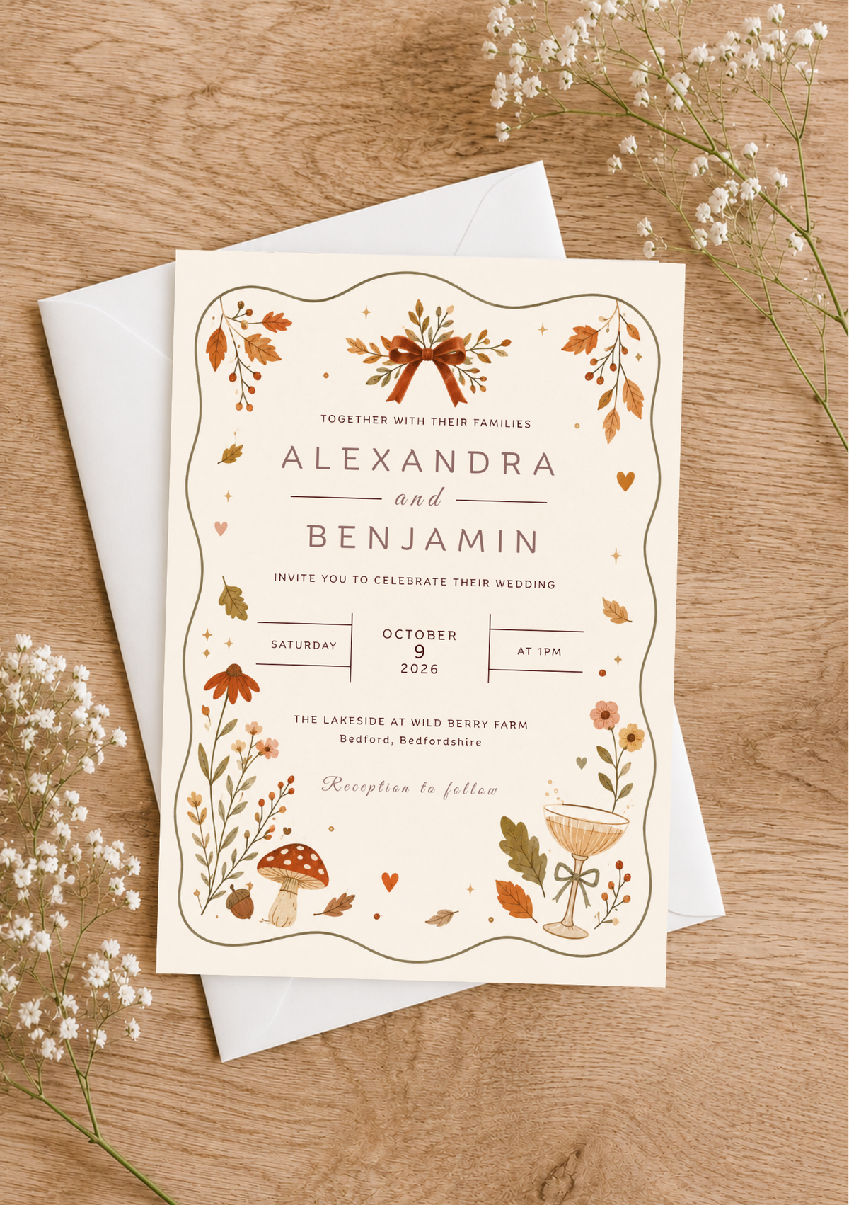 Wedding Invitation - Autumn Bows (WI0016)