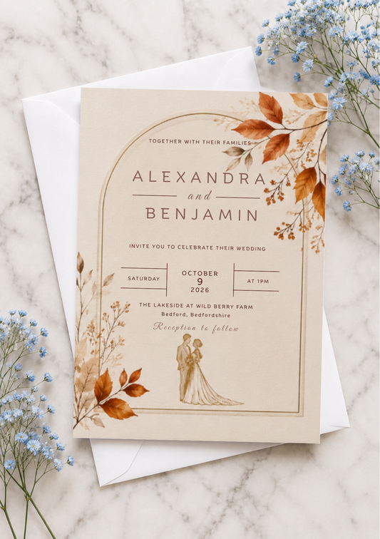 Wedding Invitation - Autumn Romance (WI0017) *DIGITAL DOWNLOAD*