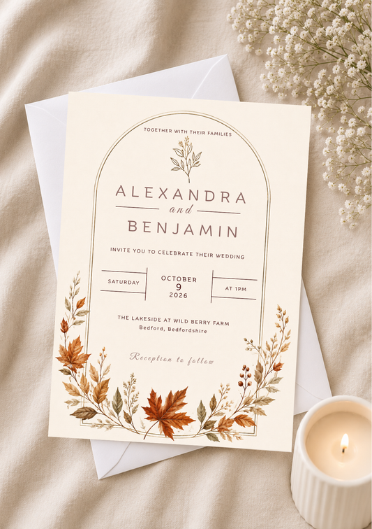 Wedding Invitation - Maple Leaf (WI0020) *DIGITAL DOWNLOAD*